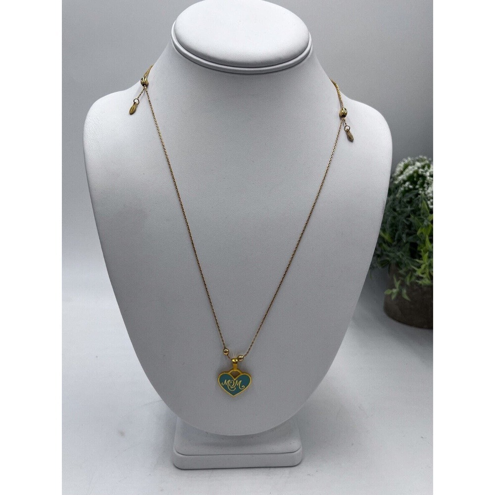 Alex and Ani Gold Adjustable Mom Heart Blue Color Infusion Gift Necklace‎